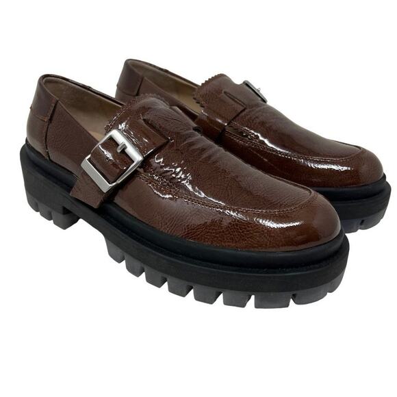 Free People Mackenzie Brown Patent Leather Loafers 7.5 - Picture 1 of 7